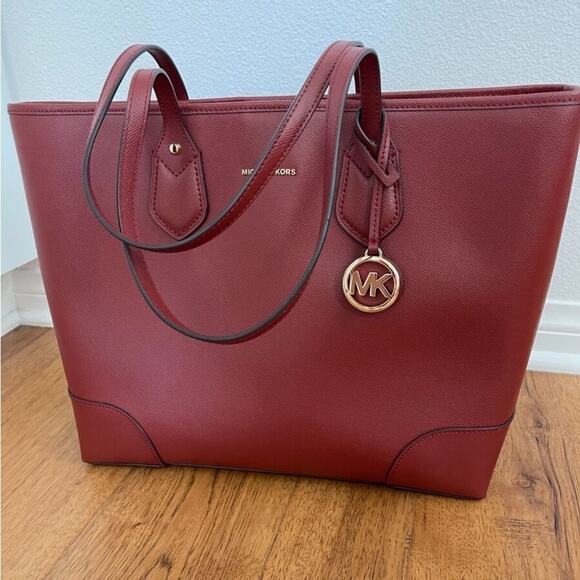 Michael Kors Saylor Large Leather Tote Handbag Purse, Brandy/Gold NWOT RARE - Picture 1 of 6
